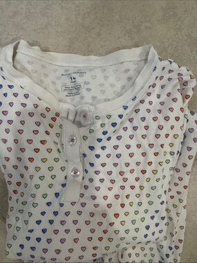 Roller Rabbit White Henley pj set with Rainbow Heart Print